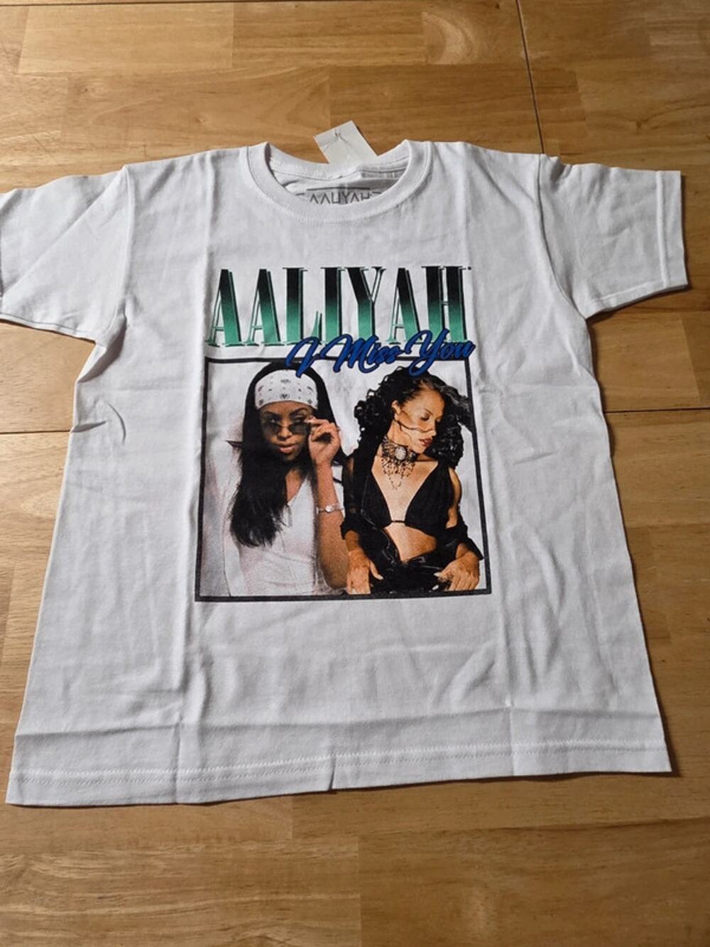 Aaliyah I Miss You Graphic T Shirt Youth Size 7 White Short Sleeve Tee